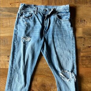 Classic Blue Distressed Women Jeans